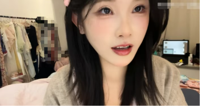 头部女主播妆容精致罕见露脸!身后衣架意外入镜!慌乱遮挡敏感衣物!尴尬下播:完了!我没注意!(图1)