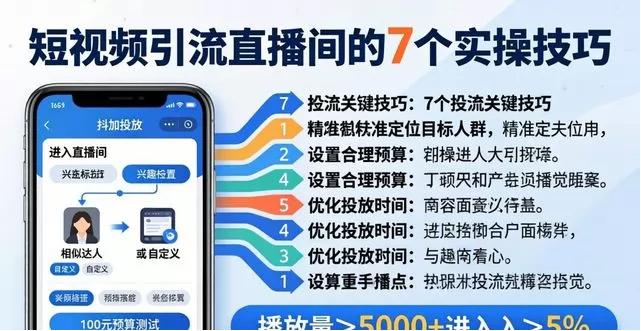 短视频引流直播间的7个实操技巧，新手也能快速上人(图3)