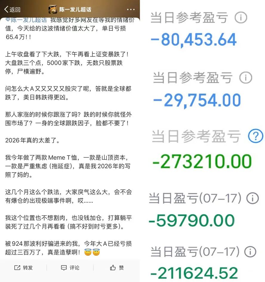 “那个女人”日亏几十万?发姐晒亏损惊呆网友,这不得资产过千万(图3)